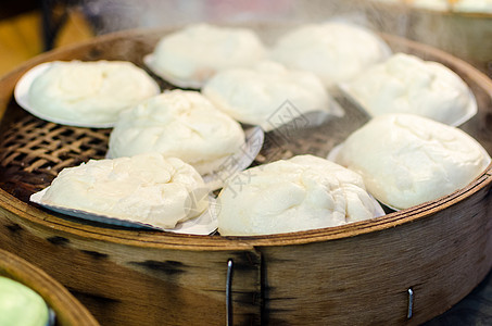 蒸汽锅水平面包包子团体早餐小吃美食环境食物白色图片