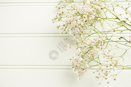 一束吉普西拉花花放在木制桌子上展示礼物生日木头花束植物装饰花瓣婚礼满天星图片