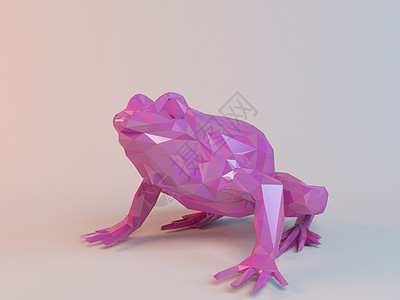 3D 粉红色低温聚体青蛙插图生态荒野孩子们皮肤热带动物园折纸动物宏观图片