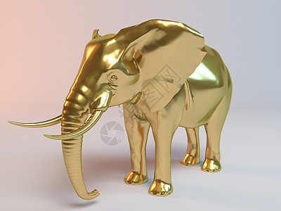 金色3D动物大象反射奢华力量勋章捕食者金属眼睛商业工作室金子图片