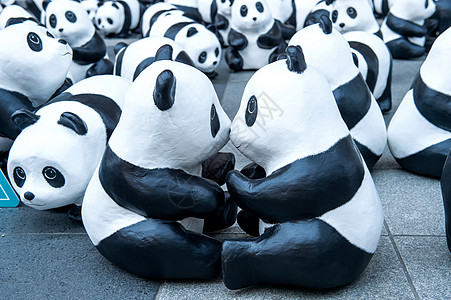 熊猫雕塑蓝色的成都高清图片