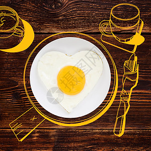 美味的早餐午餐蛋黄正方形咖啡美食刀具食物心形啤酒阳面图片