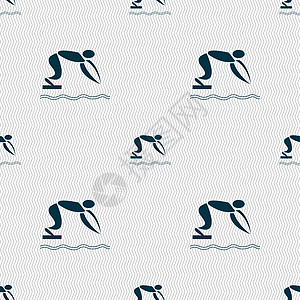 夏季运动潜水图标标志 具有几何纹理的无缝模式 韦克托木板运动员游泳者活力行动潜水员锦标赛乐趣游泳训练图片