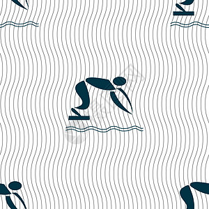 夏季运动潜水图标标志 具有几何纹理的无缝模式 韦克托游泳运动员水池乐趣训练锦标赛游泳者活力行动木板图片