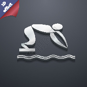夏季运动 潜水图标符号 3D 风格 Trendy 现代设计 有文字空间图片