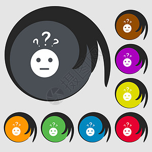 问号和图标 八个彩色按钮上的符号 韦克托图片