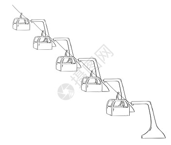 索道草图天空假期黑色铅笔涂鸦插图运输手绘旅行座位设计图片