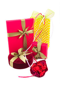 奢华礼品盒展示盒子红色生日庆典礼物念日丝带装饰工作室图片