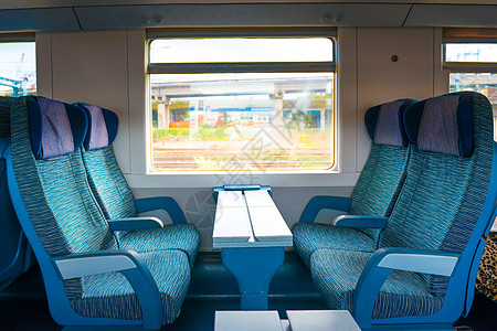 现代列车座位课堂蓝色火车运动城市椅子长椅民众房间窗户图片