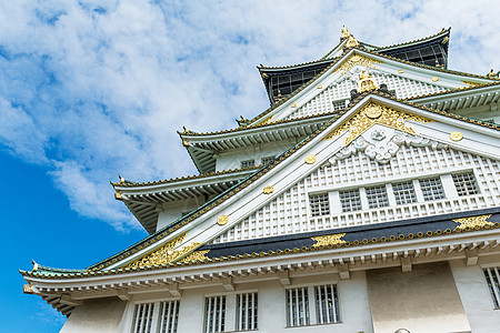 蓝天大阪城堡天空世界地标皇帝城市观光山坡蓝色遗产防御图片