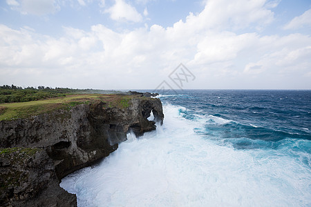 冲绳的曼扎莫角地质学海岸岩石石头风暴编队日落风景土地场景图片
