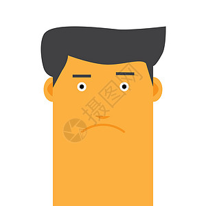 平坦的脸脸 时髦的愤怒男子阿凡达矢量性格表情笑脸发型符号白色化身头发商业情感插图图片