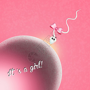 宣布出生日期女孩公告幸福女性粉色明信片施肥母性新生快乐图片