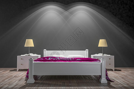 壁画背景广告卧室插图房间空白嘲笑小样双人床地面背景图片