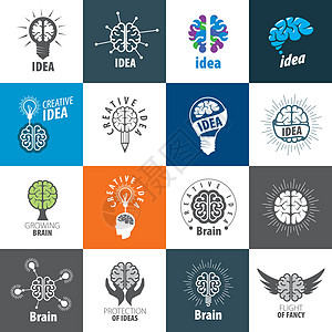 矢量大脑日志标识解决方案技术想像力插图活力艺术科学智力商业图片