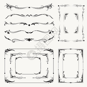 矢量书法框架和Vignettes图片
