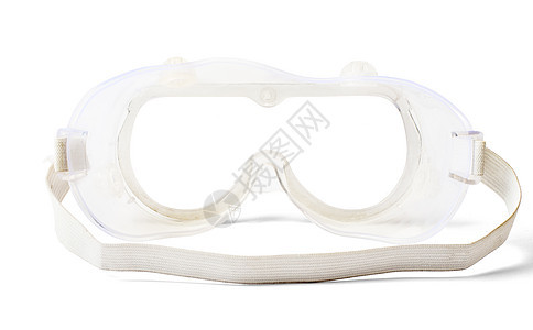 白色安全眼镜警告安全保护镜片塑料背景图片