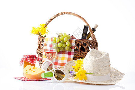 野菜篮子和食物庆典生活酒精花园派对饮料午餐美食瓶子面包图片