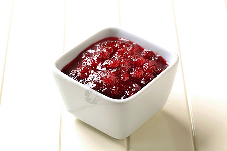 贝里果酱甜点伴奏食物红色水果制品小吃盘子陶瓷白色图片