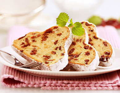 石块切片蛋糕早餐甜点糖霜面包水果蛋糕蜜饯食物干果葡萄干图片