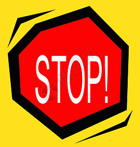 停止签名黄色插图运输红色警告安全背景图片
