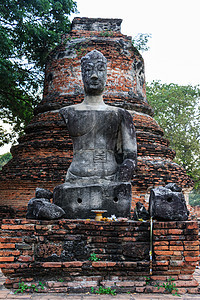 泰国阿尤塔亚寺佛像沉思宗教寺庙崇拜雕像上帝祷告雕塑艺术石头图片