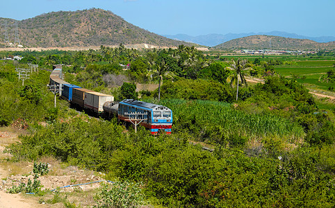 火车 运输 铁路 越南后勤商品丛林绿色场景园林波浪货物绿化全景图片
