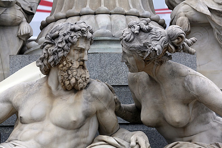 维也纳奥地利议会前喷泉详情雕像神话纪念碑自来水厂客栈艺术历史文化女神雕塑图片