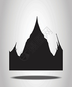 白色背景上的泰国寺庙剪影旅行建筑学插图假期地标黑色建筑雕塑旅游宗教图片