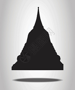 白色背景上的泰国寺庙剪影建筑学建筑黑色旅游假期地标雕塑宗教宝塔插图图片