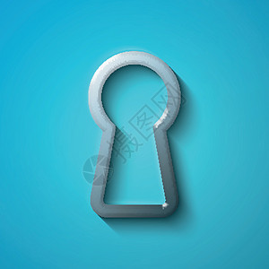 保护概念平面金属钥匙孔 iconvecto图片