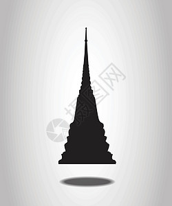 白色背景上的泰国寺庙剪影插图旅行建筑雕塑黑色地标假期旅游建筑学宗教图片