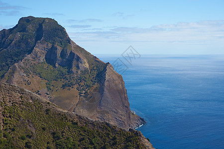 鲁滨逊克鲁索岛支撑海岸绿色森林火山传奇林地爬坡海洋图片