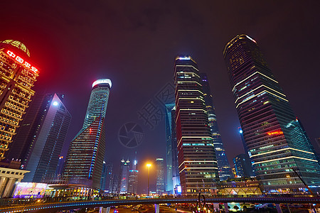 上海晚上街道建筑学市中心首都景观摩天大楼中心蓝色正方形办公室图片