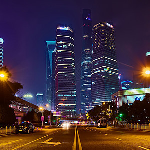 上海晚上蓝色办公室正方形摩天大楼中心景观建筑首都市中心建筑学图片