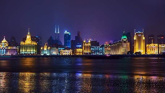 中国 美丽的上海 晚上包起来天际商业建筑地标历史性外滩旅游历史场景建筑学图片