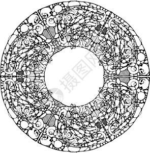 曼达拉的矢量图像 以黑白画形式制作 风格为 成人彩色工作表图片