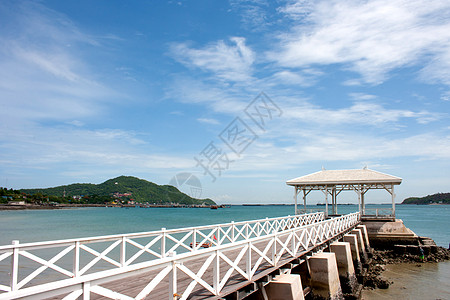 吹白亭白木桥旅游建筑学热带木头海洋建筑花园码头游客文化背景