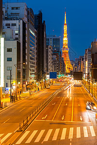 东京塔建筑物景观地标城市夜景天际图片