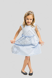 可爱的小公主戏服梦幻灰色裙子童年衣服儿童魔法微笑金发图片