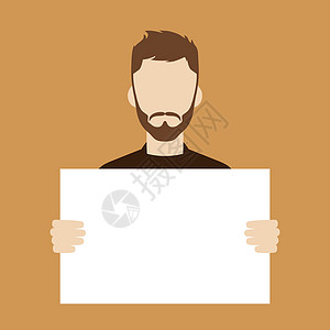 有空白符号的男子会计雇员卡通片管理人员横幅工人商业木板白色人士图片