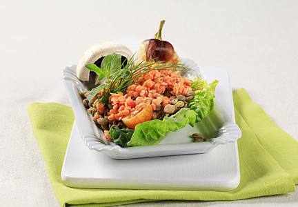 蔬菜菜盘砧板扁豆纤维食品沙拉绿色营养棕色餐巾豆类图片