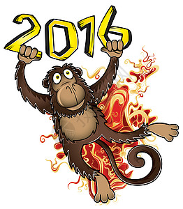 火焰猴子素材2016年猴子设计中国年度节日文化动物园吉祥物十二生肖庆典哺乳动物野生动物艺术八字背景
