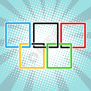五环正方形黑蓝红绿黄背景图片