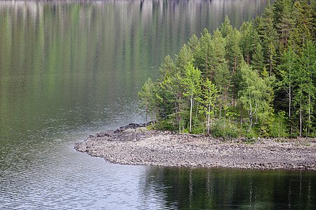 挪威丁夏湖风景松树电报廷舍图片