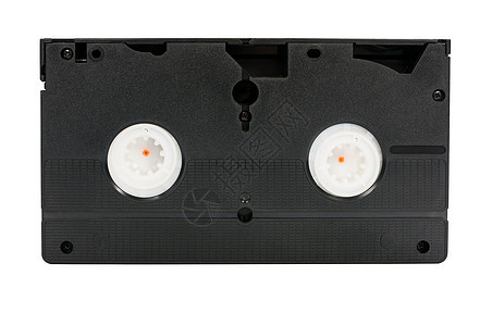白色背景的 VHS 磁带数据贮存记录卷轴塑料相机录像带技术黑色小路图片
