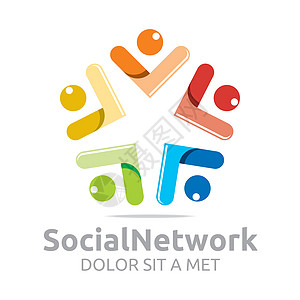 Logo社交网络 人民明星巨星多彩设计矢量领导团队工人圆圈星星世界推广文化身份多样性图片