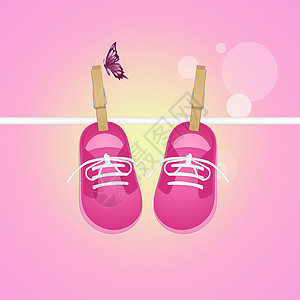 粉色蝴蝶女婴婴儿鞋背景