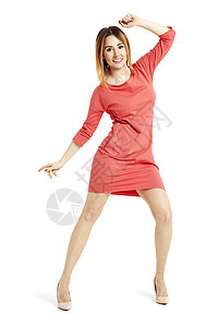 妇女舞蹈身材弯体高跟鞋人类红色女孩人体衣服表情语言背景图片