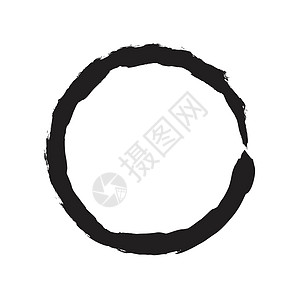圆形形状矢量黑色 grunge 背景水粉中风边界水彩刷子墨水插图脚印艺术画笔图片